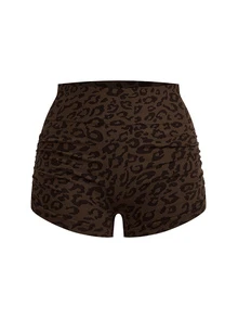 SHEIN Cheerettes Leopard Print High Waist Slim Fit Sports Shorts - Multicolor - View 8
