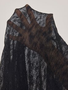 SHEIN Tall Women's Solid Color Asymmetrical Hem Casual Pullover Sweater, Versatile Everyday Wear - Black - View 9