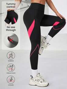 Easithlete Women's Colorblock High Waist Daily Fitness Workout Leggings - Multicolor - View 1