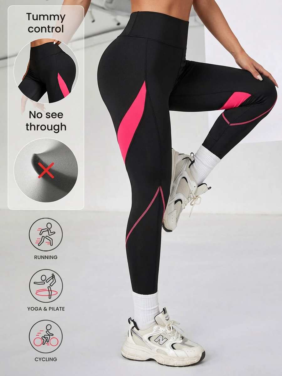 Easithlete Women's Colorblock High Waist Daily Fitness Workout Leggings - Multicolor - View 1