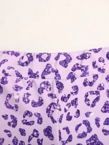 1set Young Girls Slim Fit Knitted Purple Gradient Leopard Print Long Sleeve Pants Workout Set, Suitable For Gymnastics, Dance, Indoor Sports Training, Stage Performance, Spring, Summer, All Seasons Indoor - Purple - View 7