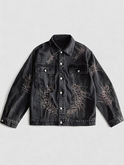 Men's Autumn Casual Embroidered Denim Jacket