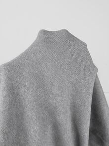 SHEIN 針織兩件式套裝，V領交叉領花瓣袖側綁帶短版上衣搭配寬腿針織長褲 - 灰色 - 查看 3