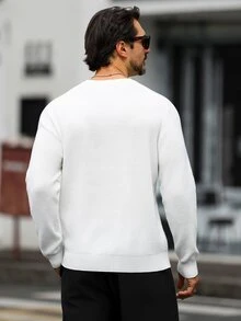 Manfinity Homme 男士極簡百搭長袖針織衫，適合日常穿著 - 彩色 - 查看 2