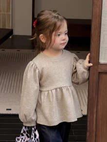 Dazy Kids Infant/Toddler (Girl) Round Neck Long Sleeve Autumn/Winter Sweatshirt - Khaki - View 5