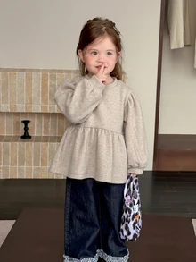 Dazy Kids Infant/Toddler (Girl) Round Neck Long Sleeve Autumn/Winter Sweatshirt - Khaki - View 9