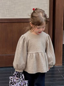 Dazy Kids Infant/Toddler (Girl) Round Neck Long Sleeve Autumn/Winter Sweatshirt - Khaki - View 4