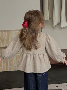 Dazy Kids Infant/Toddler (Girl) Round Neck Long Sleeve Autumn/Winter Sweatshirt - Khaki - View 3