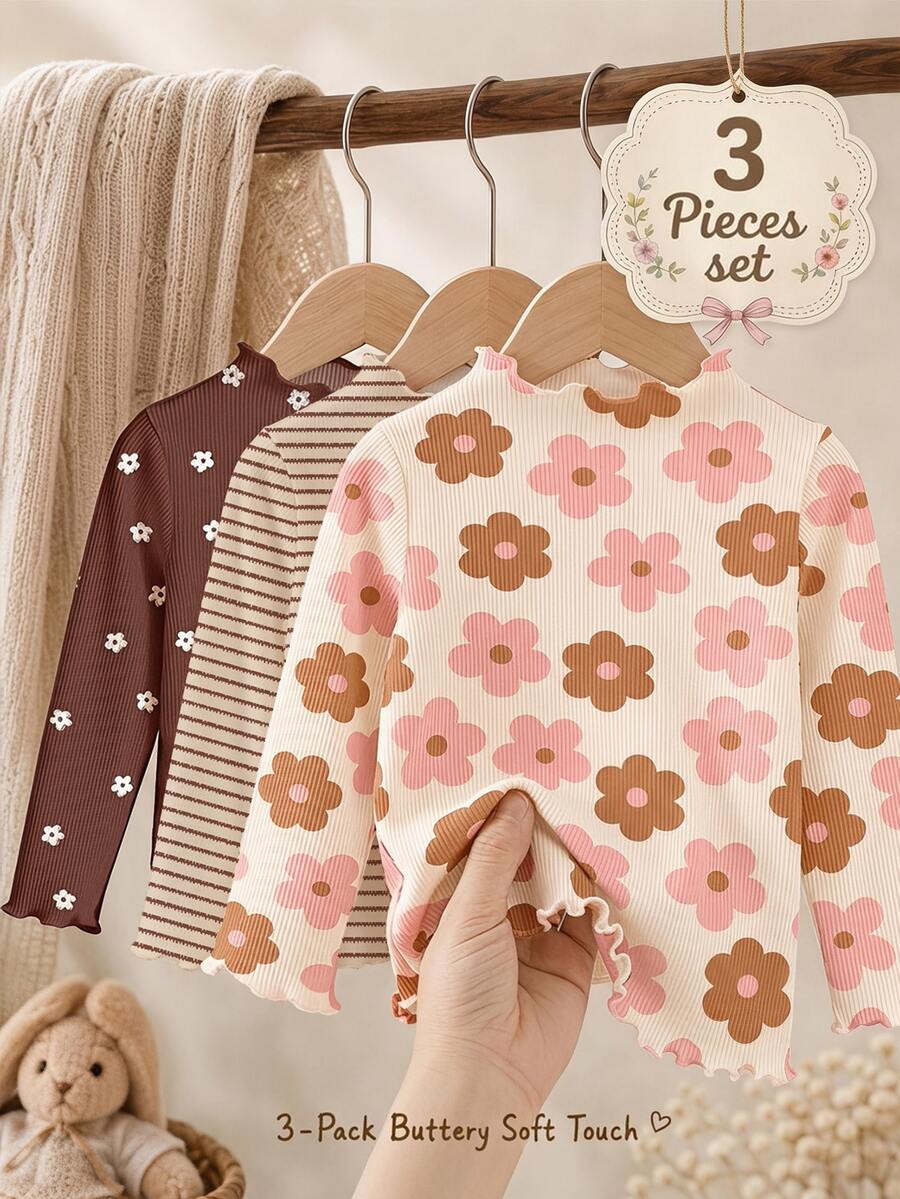 Young Girl Young Girl Kids Young Girl 3PCS Young Girls T-Shirts Young Girl - Multicolor - View 1