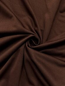 SHEIN LUNE CURVE Plus-Size Autumn Elegant Dress Gathered Pleat Slimming Patchwork Brown Foil Gala Party Wedding Fall Christmas Thanksgiving - Mocha Brown - View 6