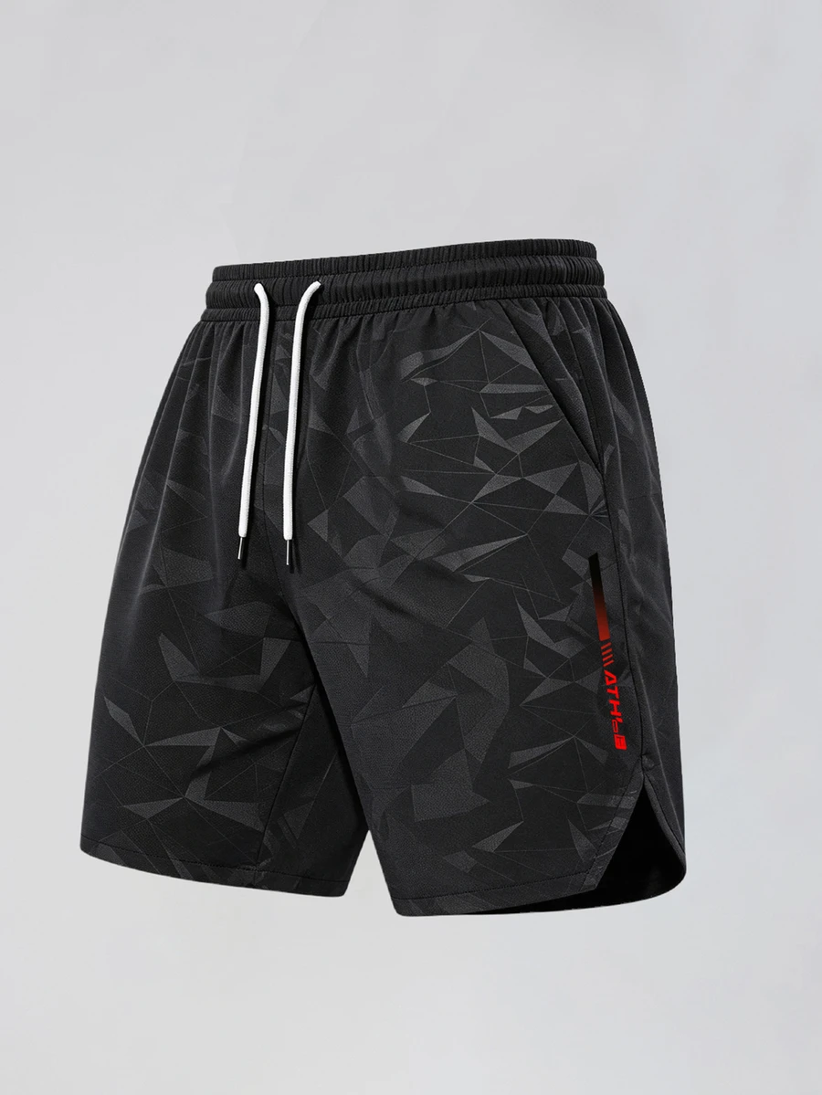 Gym Rark Herrsportshorts med geometriskt mönster och dragsko i midjan, gym - Multifärgad - Visa 1