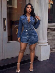 Mistrie Women's Casual Daily Denim Jumpsuit - Blue - View 1