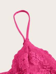 SHEIN ICON Kontrast Spets Rynkad Cami Toppar - Skrikrosa - Visa 5