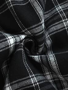 Linhara Plus Size Asymmetrical Hem Faux Linen Striped Fabric Casual Vacation Long Shirt For Women - Black - View 5