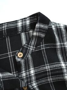 Linhara Plus Size Asymmetrical Hem Faux Linen Striped Fabric Casual Vacation Long Shirt For Women - Black - View 3