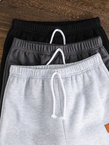SHEIN 兒童 3 件組青少年男孩休閒字母印花運動長褲套裝 時尚慢跑褲 Joggers 運動褲組合包 - 彩色 - 查看 7