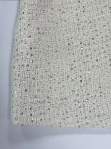 SHEIN Franclia Elegant Sparkly Tweed High Waist Skort, Front Slit Mini Skirt With Lining - White - View 6
