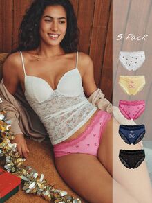 Esseday 5-Pack Of Women's Cherry Print Lace-Trimmed Briefs - Multicolor - View 3