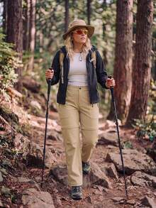 In My Nature Women's Plus Size Khaki Detachable Modest Sports Pants Casual Athletic Hiking Workout For Fall Winter - Khaki - View 5