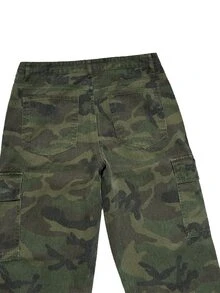 QuarKem Men's Outdoor Street Casual Camouflage Cargo Jogger Jeans - Army Green - View 8
