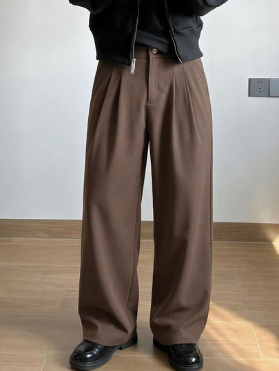 Claim Dot Men's Casual Button Pleated Pocket Pants For Vacation