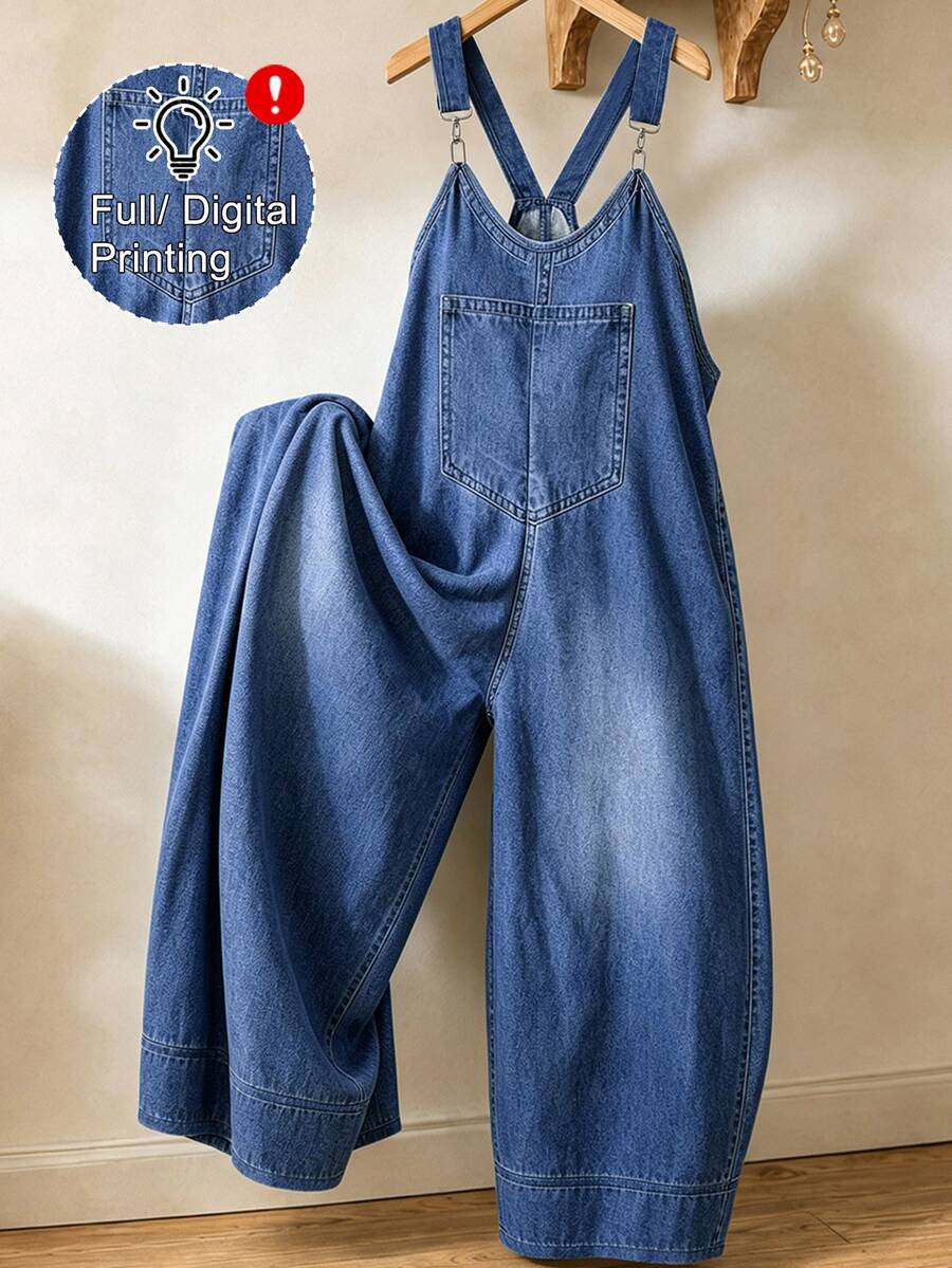 GlowEve CURVE Jumpsuit nữ size lớn phong cách casual Bohemian họa tiết, phù hợp cho du lịch xuân/hè và mặc hàng ngày - Màu xanh lam - Xem 1
