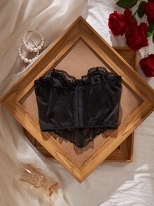 Myrelith 1pc French Classic Underwire Strapless Bra For Women - Black - View 7