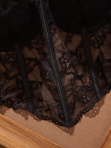 Myrelith 1pc French Classic Underwire Strapless Bra For Women - Black - View 9