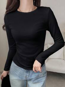 FRIFUL Women T-Shirts Everyday Going Out Black Fall - Black - View 4