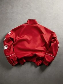 Manfinity EMRG Men's Printed Casual Long Sleeve Outdoor Windbreaker Jacket, Long Sleeve Racing Jacket - Red - View 2