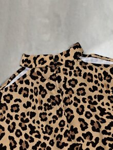 Trelyra Women's Sexy Fashion Leopard Print Cold Shoulder Dress - Multicolor - View 4