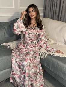 Yasmyna 女款優雅花卉印花刺繡阿拉伯風洋裝 - 彩色 - 查看 5