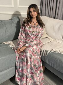 Yasmyna 女款優雅花卉印花刺繡阿拉伯風洋裝 - 彩色 - 查看 3