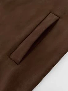 Velvienne Plus Size Women's Solid Color Casual Versatile Everyday Outerwear Fall - Brown - View 6