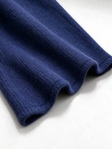 Omancia Elegant Zipper Lantern Sleeve Design Pants & Sweater 2 Pieces Set For Women - Navy Blue - View 6