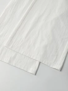 Everyssa 女款可追溯棉質V領短袖上衣與長褲兩件套，米白色夏季休閒熱帶海灘度假風 - 白色 - 查看 6