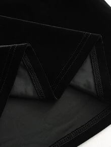 LUMIGAL 女款秋冬性感V領天鵝絨拼接對比蕾絲長袖喇叭袖短洋裝，復古哥德風黑色洋裝，適合日常穿著、約會、派對、情人節，精緻穿搭 - 黑色 - 查看 7