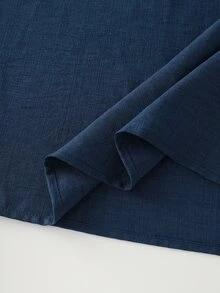 LUMIGAL Women's Solid Color Off-Shoulder Lantern Sleeve Pocket Loose Long Dress Beach Vacation Navy Blue Autumn Tropical Boho - Navy Blue - View 5