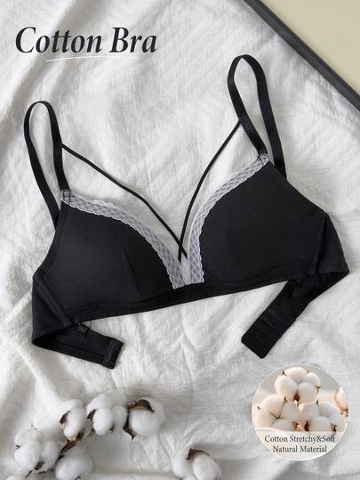 Napfluff Áo ngực không dây không đường may thoải mái thường ngày màu đen cho nữ, 1 cái