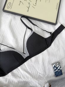 Napfluff Women's Black Wireless Casual Comfortable Seamless Bra, 1pc - Black and White - View 7