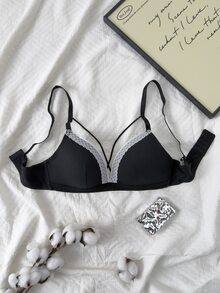 Napfluff Women's Black Wireless Casual Comfortable Seamless Bra, 1pc - Black and White - View 5