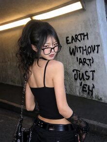 Attitoon 女士休闲蝴蝶翅膀复古朋克图案性感吊带背心 - 彩色 - 查看 3