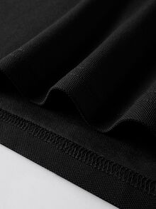Manfinity Homme 男士休閒拉鍊長袖 Polo 衫，淺米色，秋季，休閒正裝，登山，秋季拉鍊米色上衣，戶外活動，旅行，送給丈夫的禮物，正式 - 黑色 - 查看 4