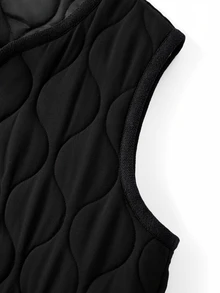 GlowEve CURVE Plus Size Women's Autumn Winter Thick Four Button Double Pocket Black Sleeveless Vest Jacket Down Daily Casual Baggy Smart Holiday Club Vacation - Black - View 7