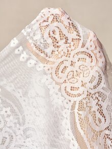 Bohemela Women's V-Neck Raglan Sleeve Single-Breasted Lace Blouse Beach White Fall Boho - White - View 8
