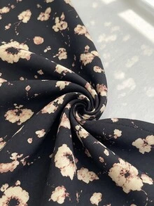 Glimmora Women's Fashion Frill Trim Spaghetti Strap Full Print Dress - Black - View 6