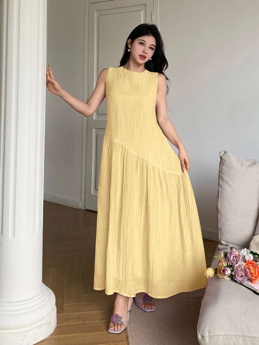 Feyla Asymmetrical Loose Fit Comfortable Vacation Versatile Sleeveless Summer Dress