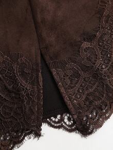 Sweetra Autumn/Winter Fashion New Maillard Brown Suede Slim Fit Hip-Covering Lace Patchwork Anti-Exposure Women's Short Skirt For Daily Wear - Brown - View 4