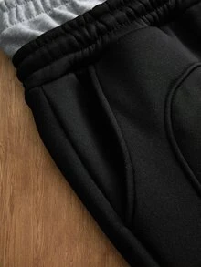 TOKVUE Ins TK Popular, Street Style, Three-Layer Waistband Sweatpants, Striped Sweatpants, Deconstructed Design, Comfortable To Wear, Suitable For Dai - Black - View 4