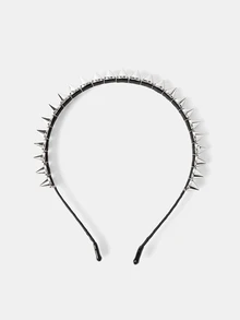 Aravennia Studded Decor Hair Hoop Street For Daily Use For Women Hairstyles Casual Tiaras - Silver - View 2